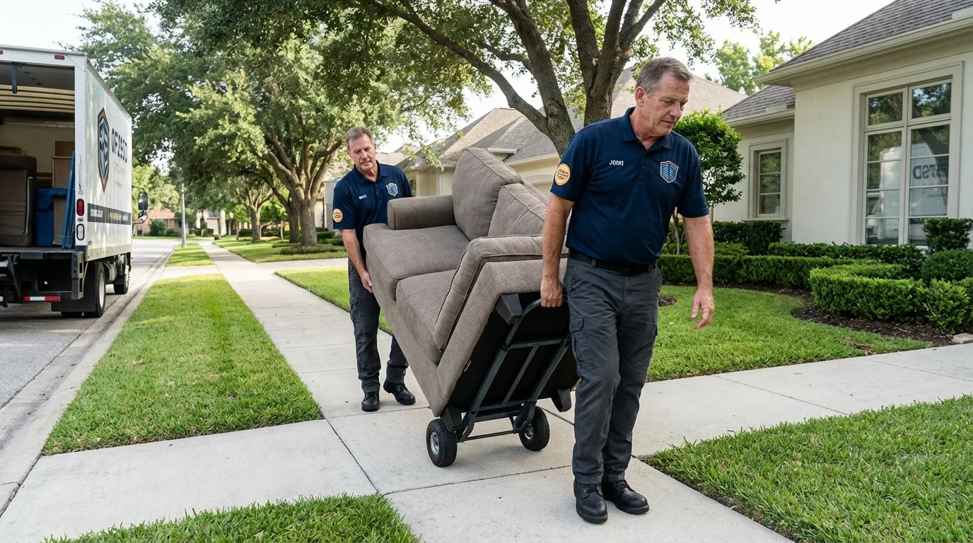 Local residential moving crew loading furniture in Lawton, OK