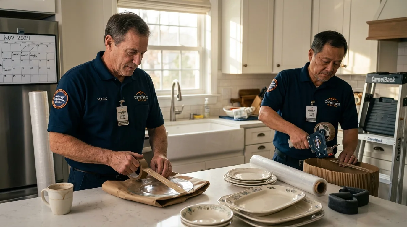 Professional crew packing kitchen dishware in Lawton, OK